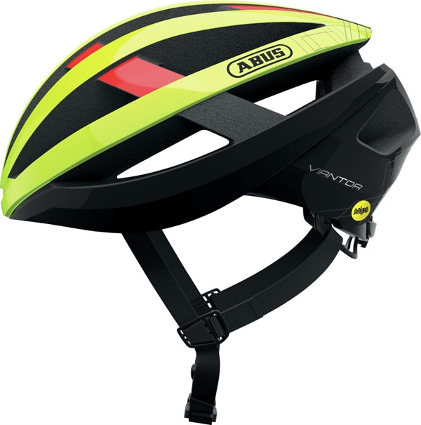 Abus Viantor Mips Neon Yellow. Gul cykelhjelm til landevej med mips