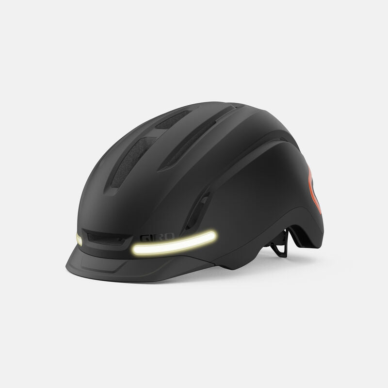 Giro Ethos Mips Matte Black | sort LED cykelhjelm med blinklys og fjernbetjening