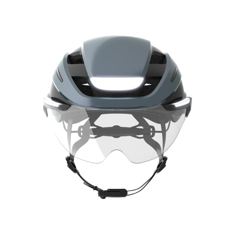 Lumos Ultra E-Bike Mips Visor Space Blue. Cykelhjelm med visir og lys foran og bagpå