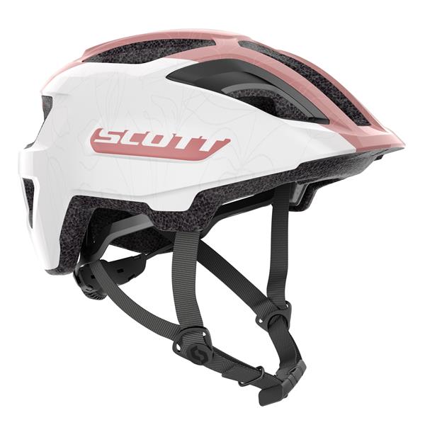 Scott Spunto Junior Pearl White Light Pink LED 50-56 cm | Hvid og pink cykelhjelm til børn med LED baglygte