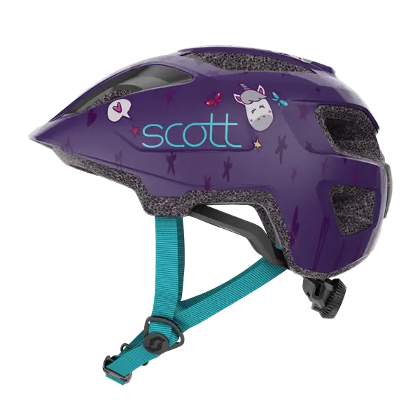 Scott Spunto Kid Deep Purple Blue LED lys 46-52 cm | cykelhjelm til små børn. Testet god af Tænk